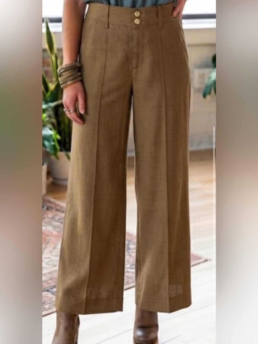 NWT Democracy Absolution Skyrise Wide Leg Trousers Brown High Rise Size 4